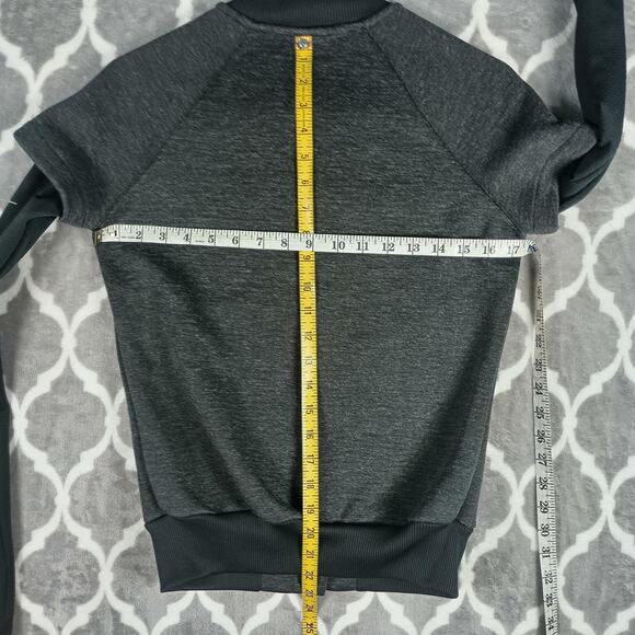Nike Jacket Womens XS Gray Black Therma-FIT Snap Front Thumbholes Zip Pockets - Picture 5 of 9